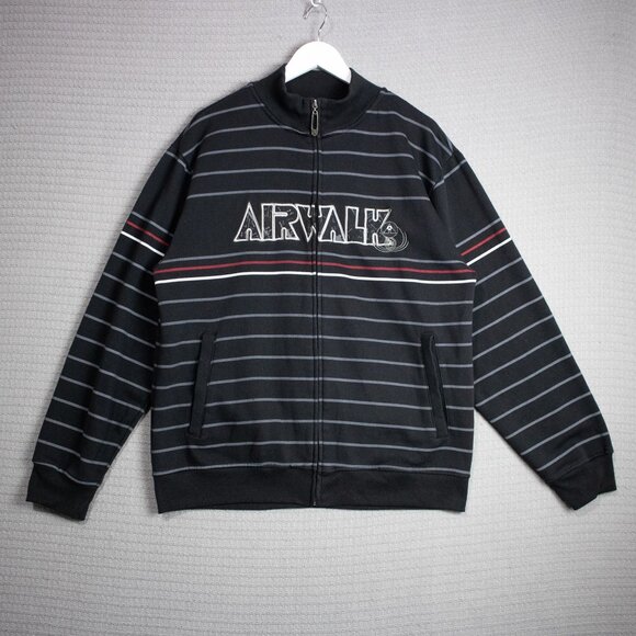 Y2K 2000's Airwalk Striped Zip up Jacket - Picture 1 of 7